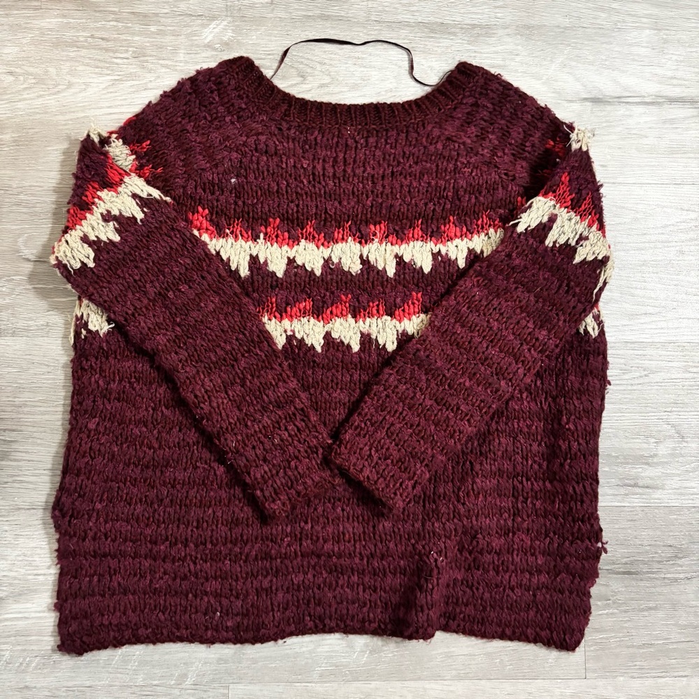 Free People Baltic Fair Isle Small Chunky Knit Sweater Winter - Picture 2 of 5